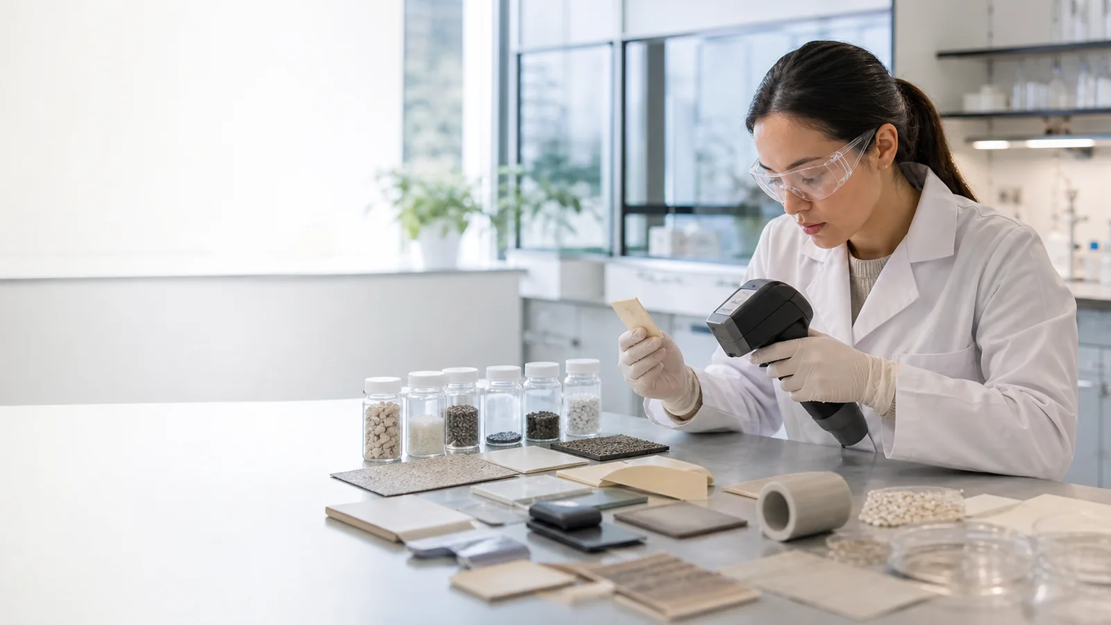 Product material samples undergoing chemical compliance review